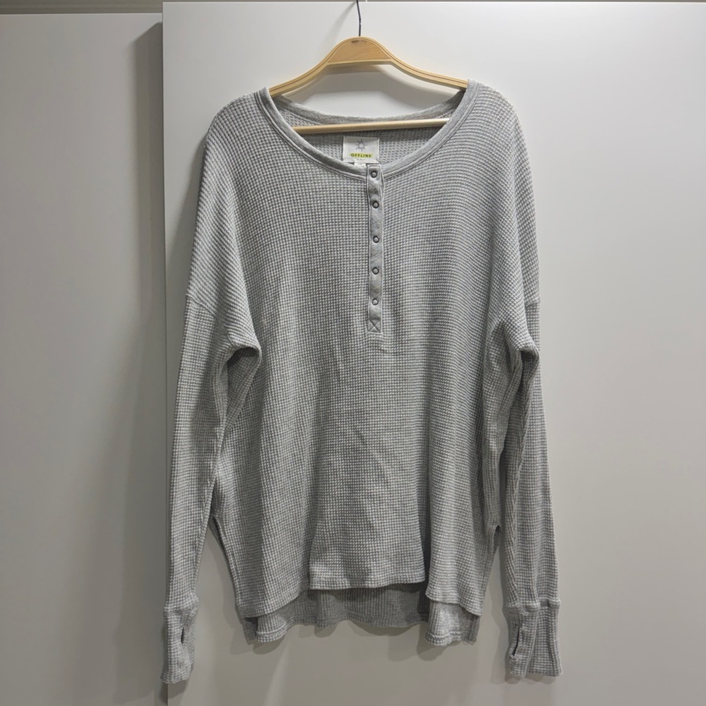 OFFLINE by Aerie Way Back Waffle Henley Long Sleeve T-Shirt – Size Small